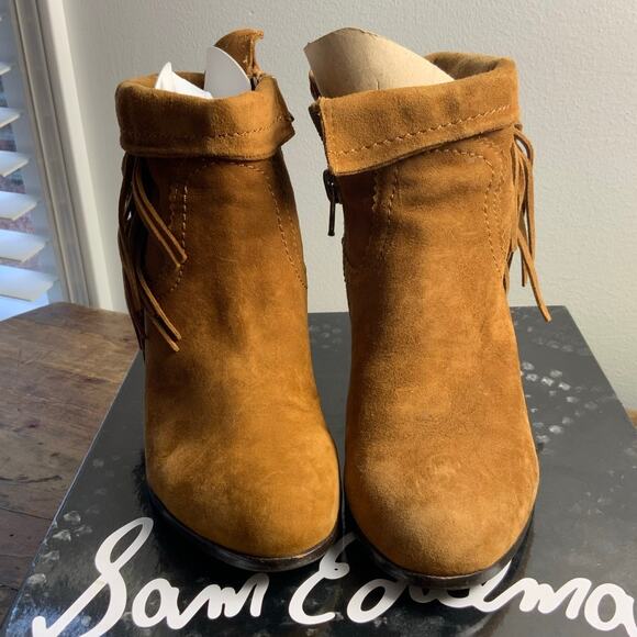 Sam Edelman Cocoa Suede Fringe ankle boots size 6.5 - Picture 3 of 10